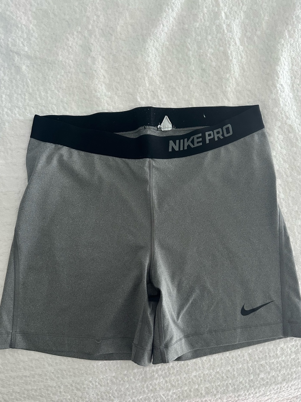 Nike Pro Black Waistband Gray Bike Shorts